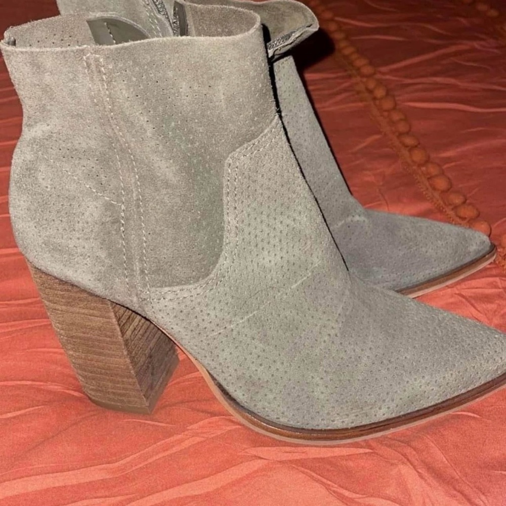 Vince Camuto Taupe Suede Ankle Booties